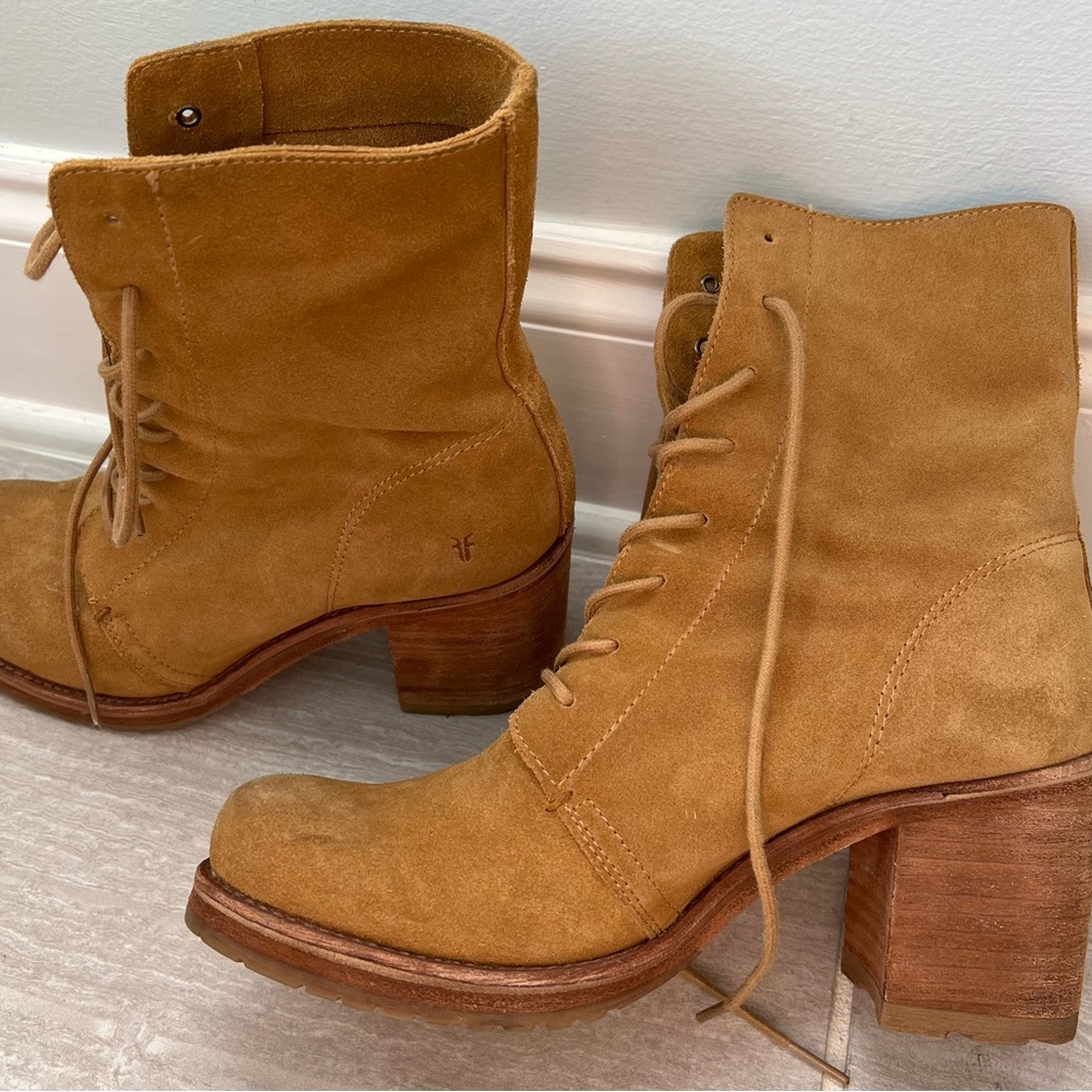 Frye Karen Combat Boot in Brandy Oiled Suede